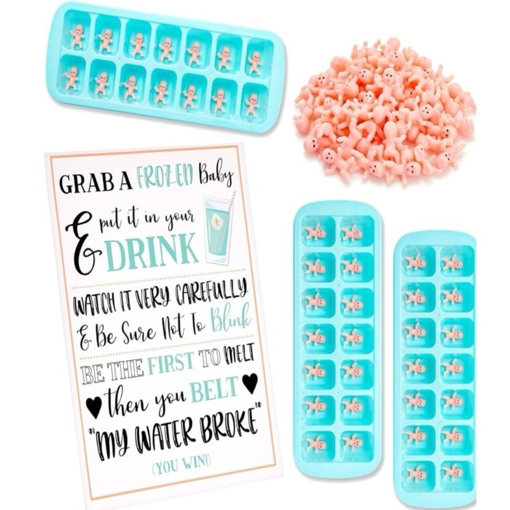 Juvale My Water Broke Baby Shower Game with 60 1-Inch Mini Plastic Babies, 3 Ice